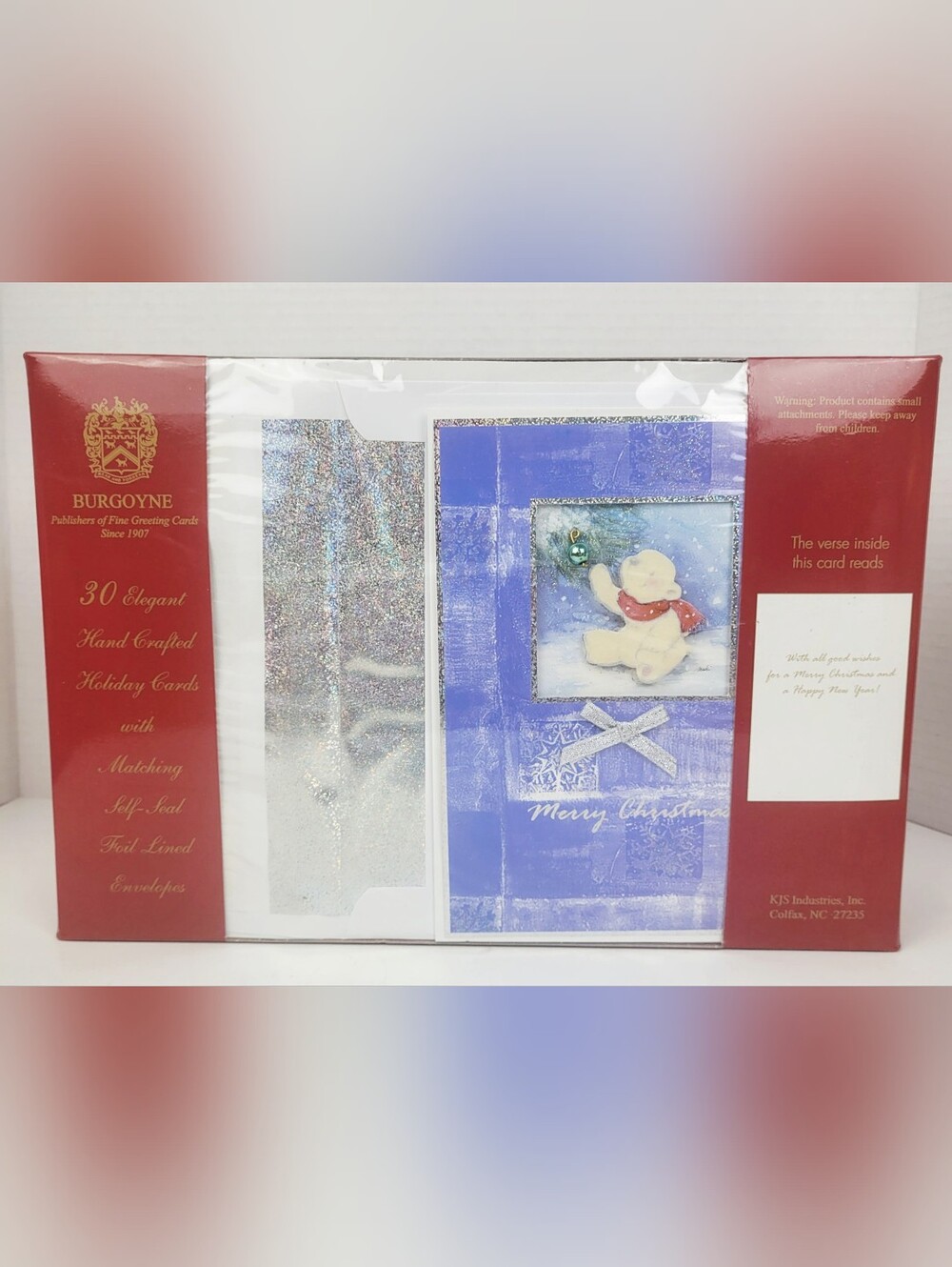 Burgoyne 3D Layered Christmas Cards w/Envelopes~Polar Bear Cub~Boxed Set of 30